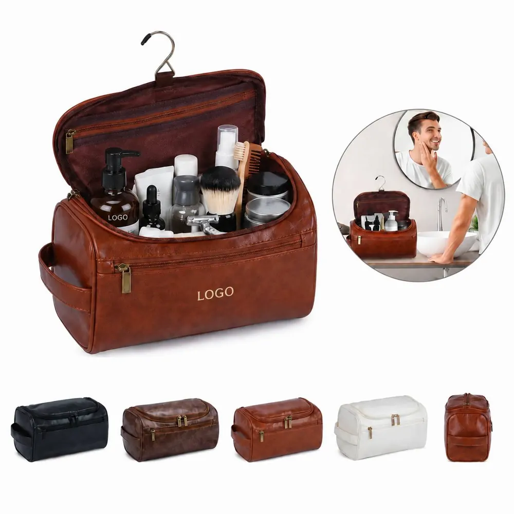 Waterproof PU Cosmetic Bag with Inner Pockets for Travel