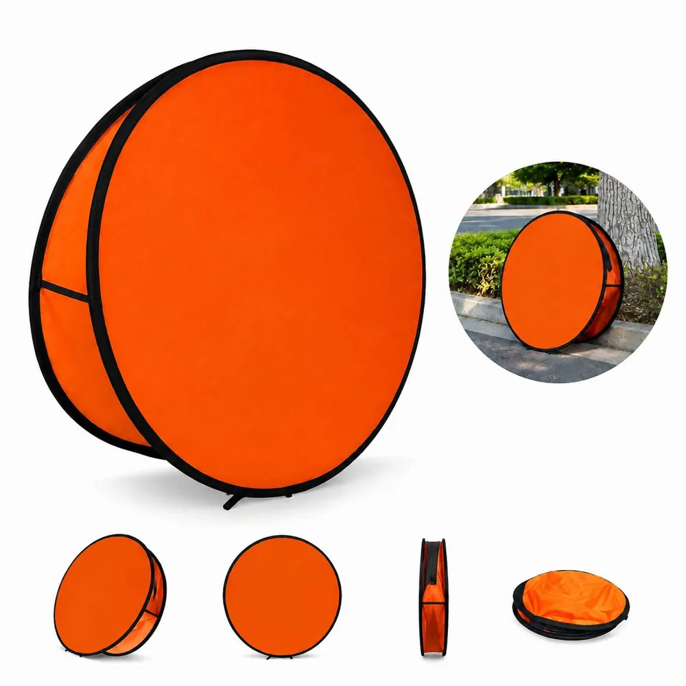 Foldable Double-Sided Round Display Stand for Basketball 2
