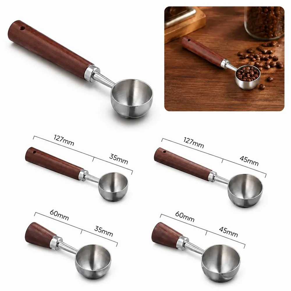 Walnut Handle Stainless Steel Coffee Measuring Scoop 2