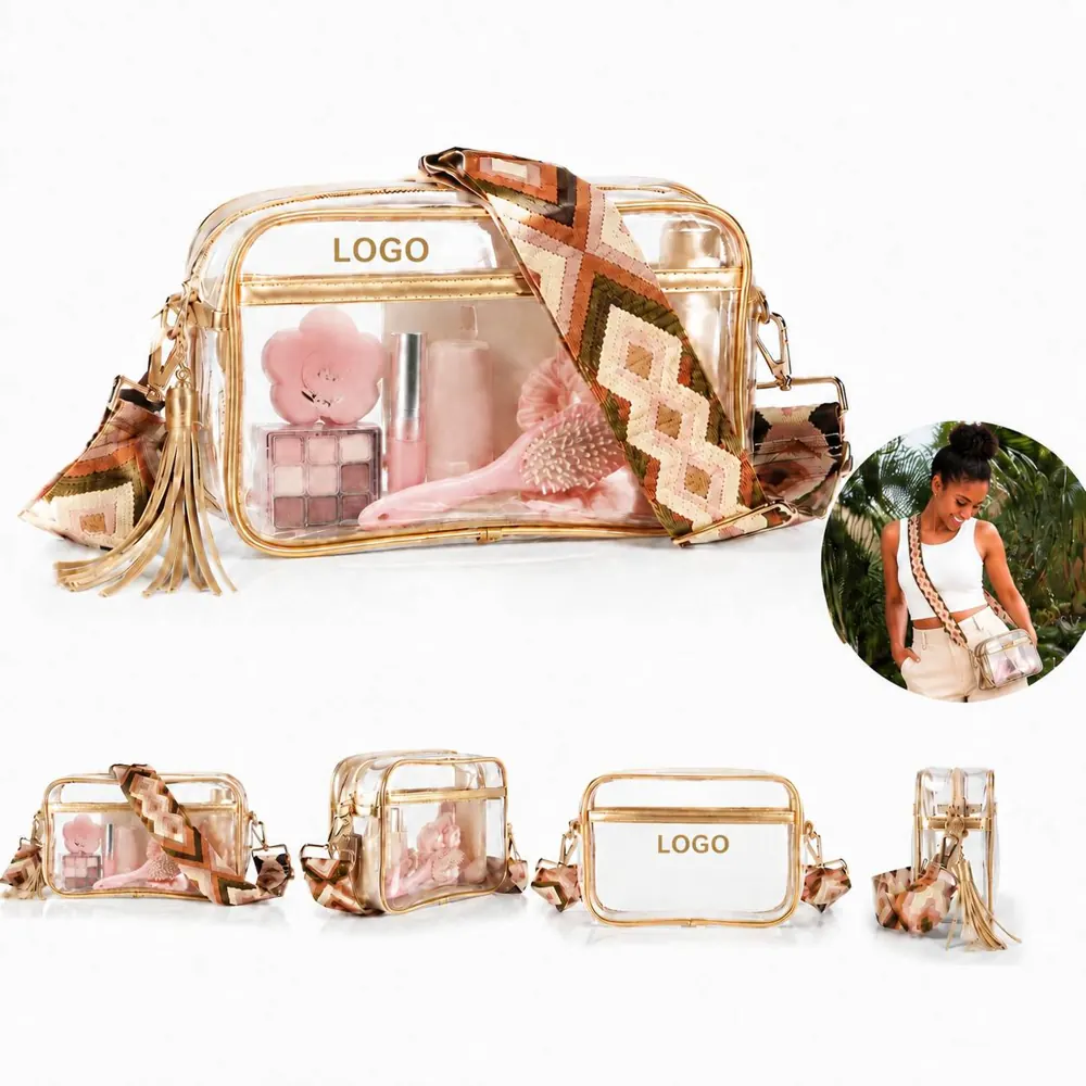 PVC Crossbody Bag with Adjustable Strap, Water-Resistant