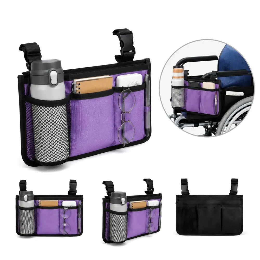 Multipocket Wheelchair Armrest Bag for Organized Storage 2