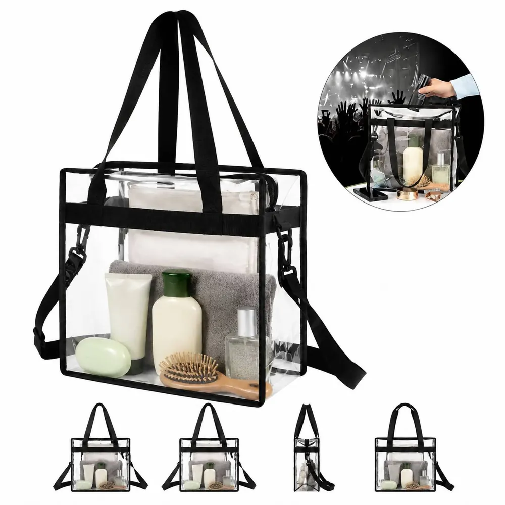 Clear Transparent Vinyl Tote Bag with Zipper Closure 2