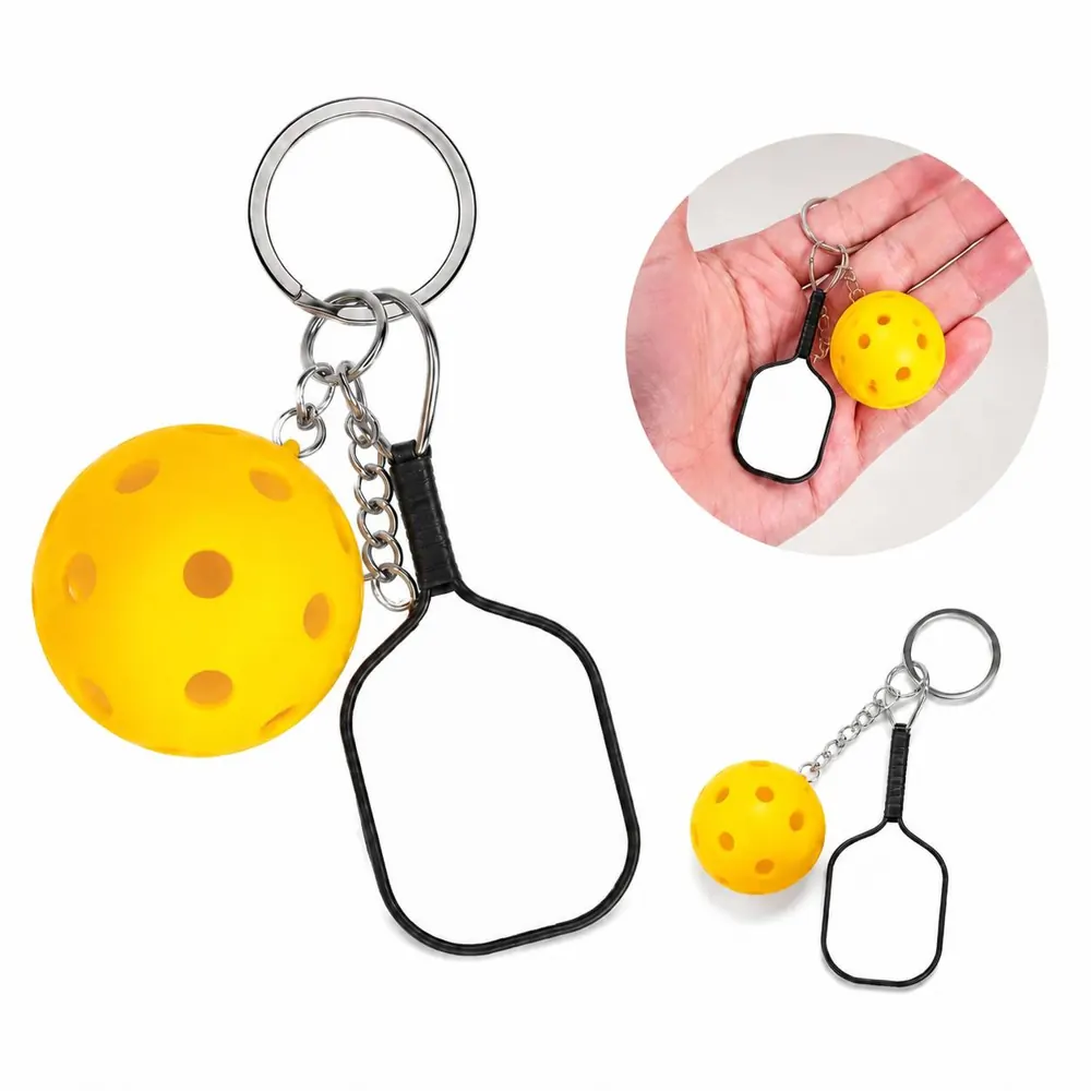 Colorful Pickleball Keychain Mini Paddle and Ball Key Holder 2