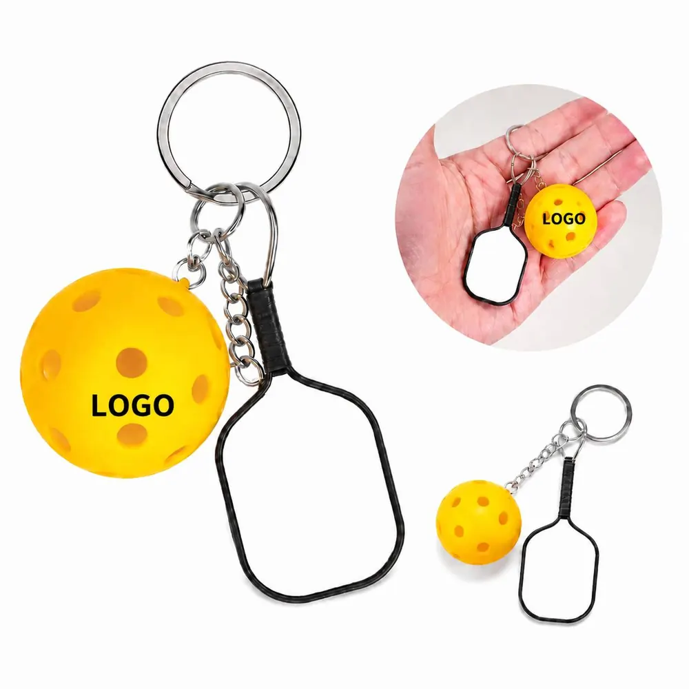 Colorful Pickleball Keychain Mini Paddle and Ball Key Holder