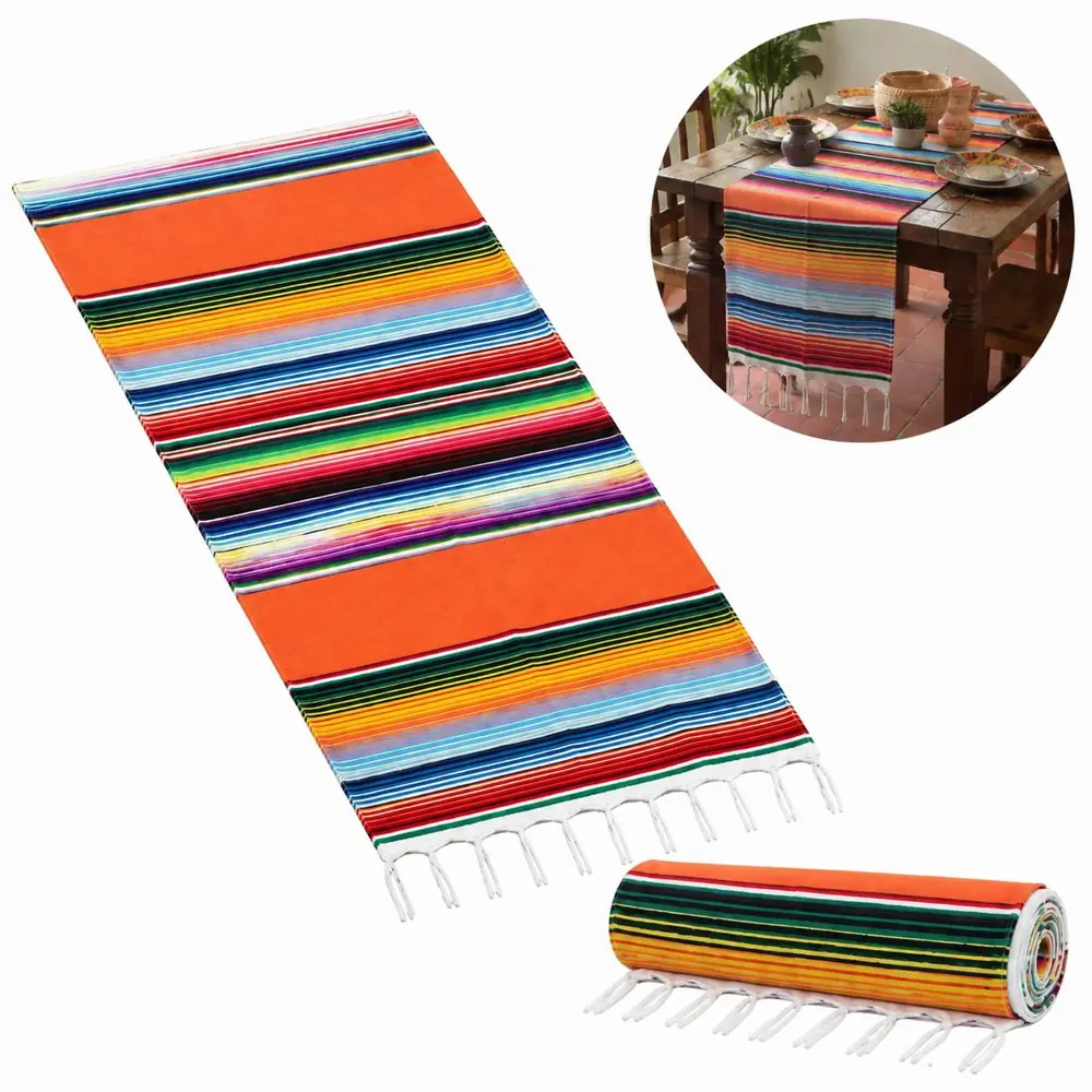 Handwoven Tassel Table Runner, Mexican Decor for Dining 2