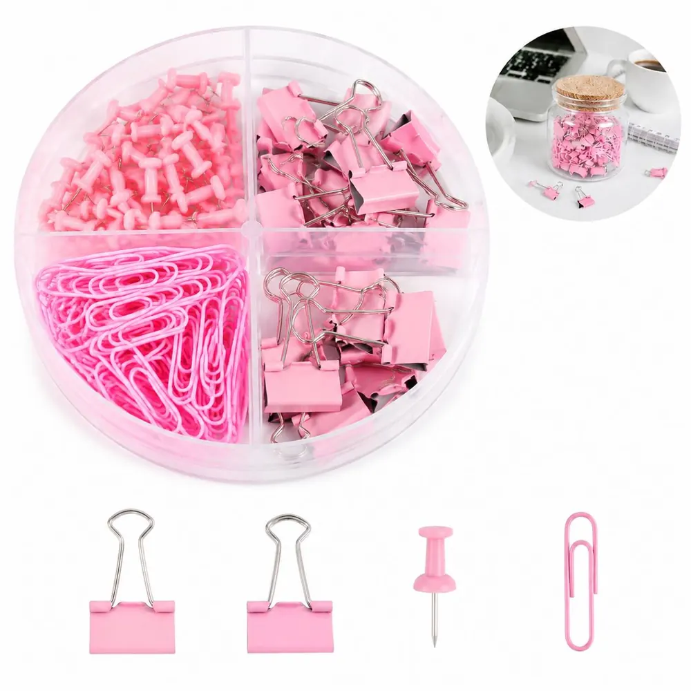 55-Piece Office Clip & Tack Set, Assorted Sizes for Paper 2