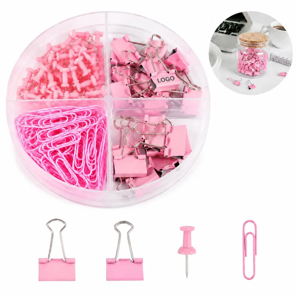 55-Piece Office Clip & Tack Set, Assorted Sizes for Paper