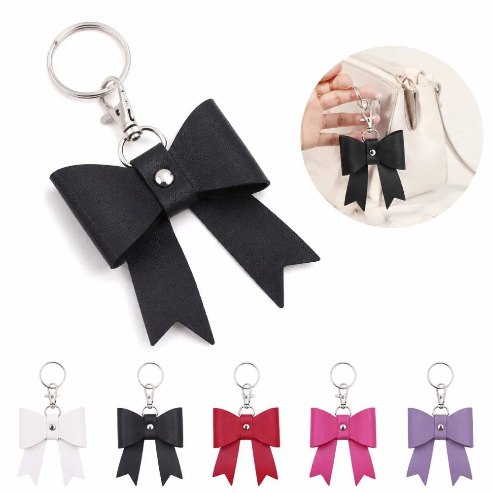 Elegant Leather Bow Keychain for Bags & Keys 2