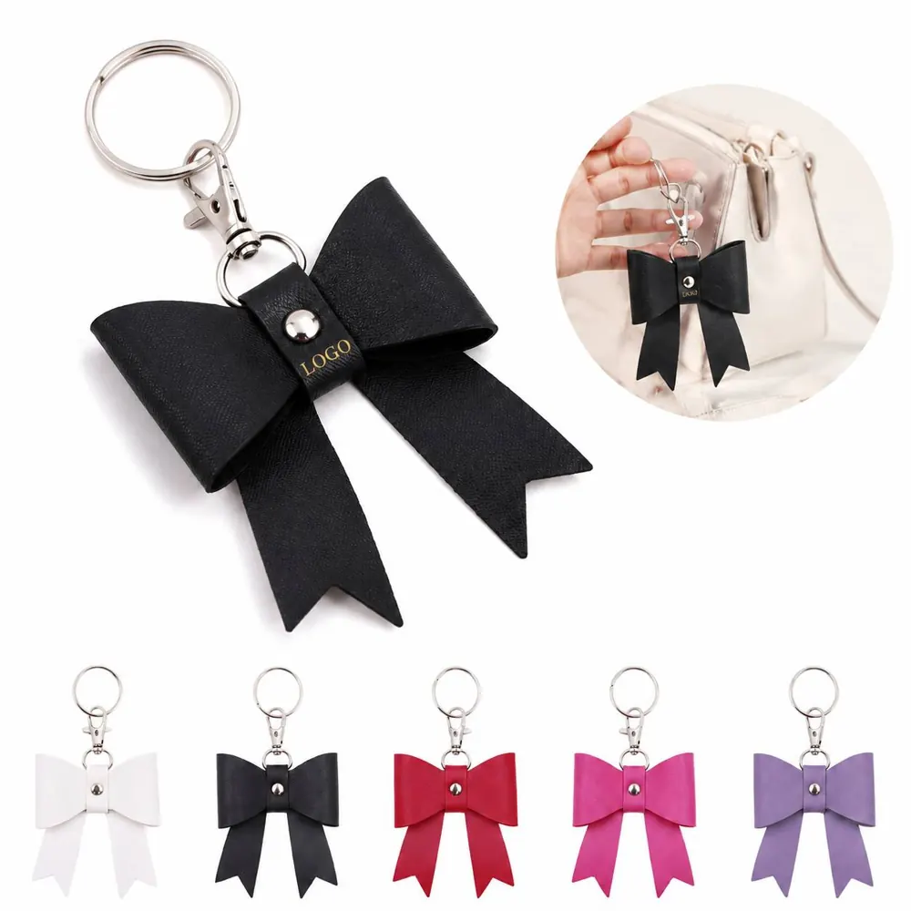 Elegant Leather Bow Keychain for Bags & Keys