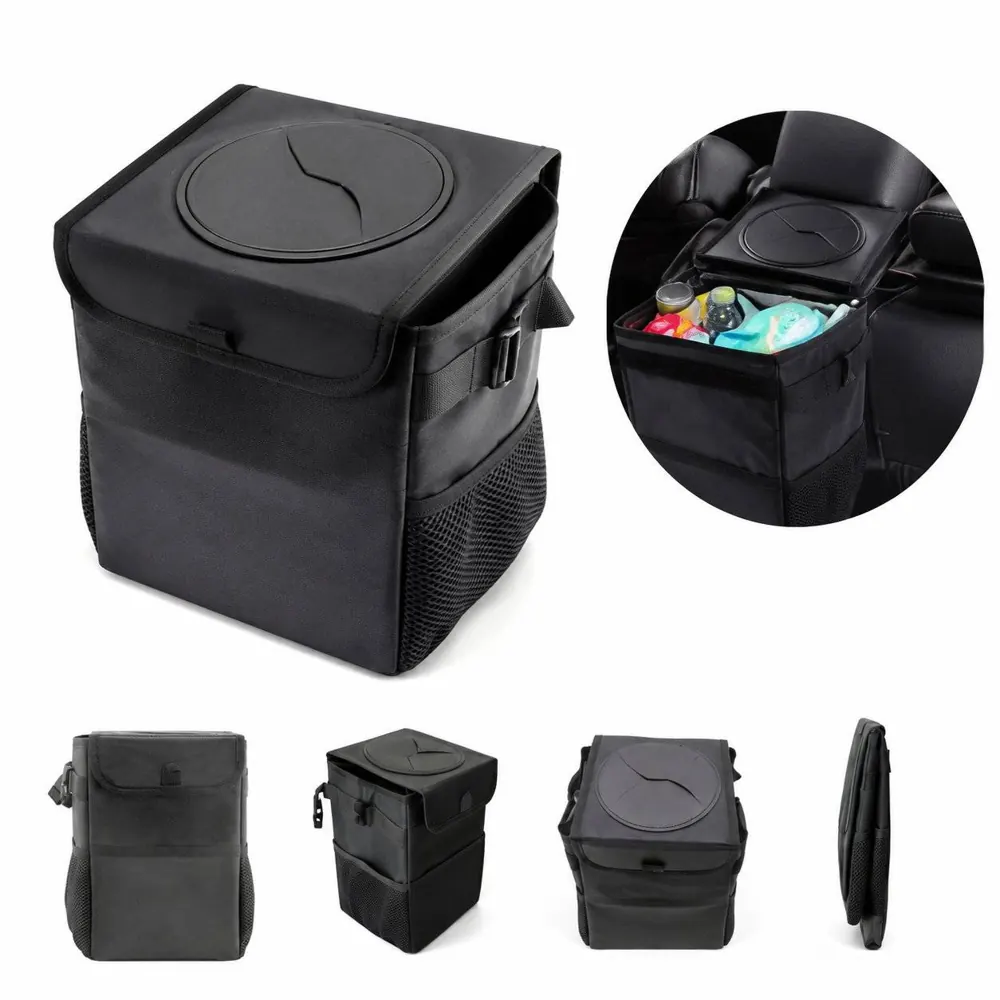 Foldable Waterproof Car Trash Can with Collapsible Storage 2