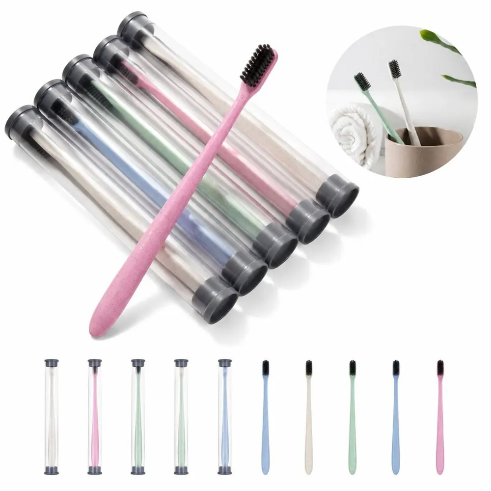 Charcoal Travel Toothbrush with Hygienic Storage Tube 2