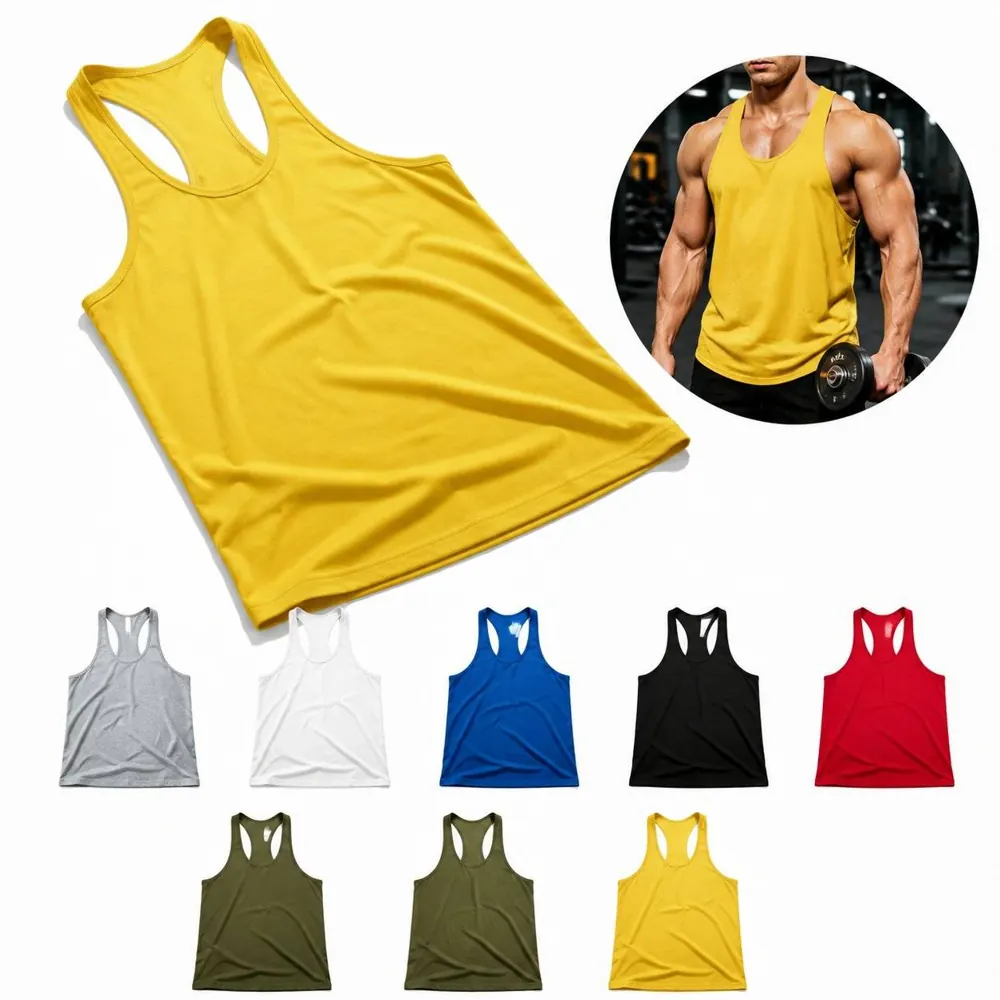 Men's Y-Back Muscle Tank Top Sleeveless Gym Vest 2