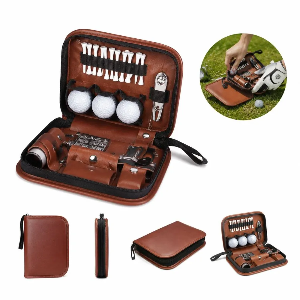 Large PU Leather Golf Accessory Bag with Multiple 2