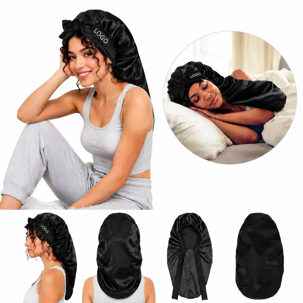 Extra Large Satin Sleep Bonnet with Adjustable Drawstring