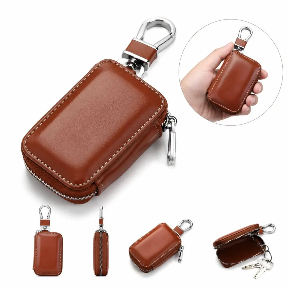 PU Leather Zipper Key Case with Multiple Compartments 2