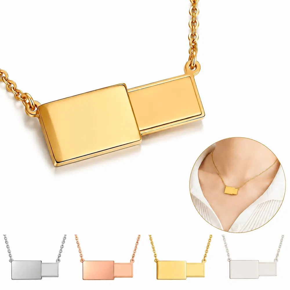 Stainless Steel Engraved Envelope Locket Necklace 2