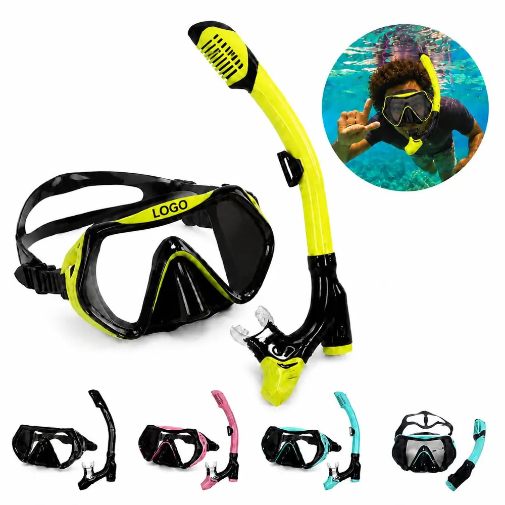 Anti-Fog Snorkel Set with Dry-Top & Tempered Glass Mask