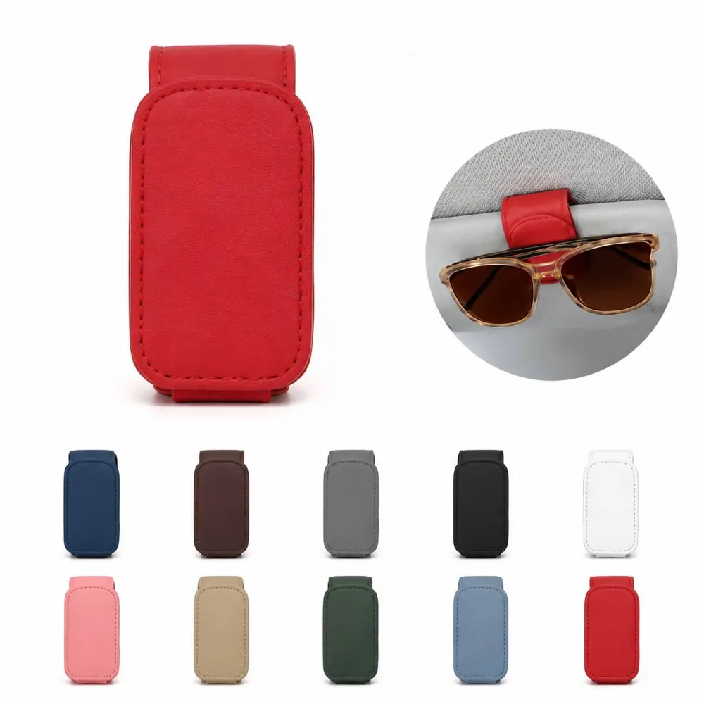 Car Visor Leather Sunglasses Holder with Scratch Protection 2
