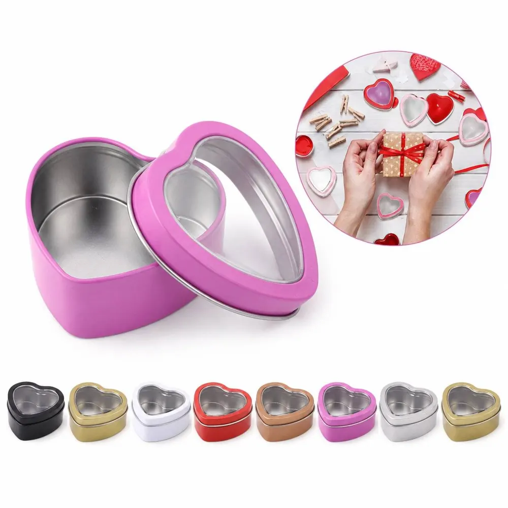 Clear Window Heart Tins for Gifts, Candy, Keepsakes 2