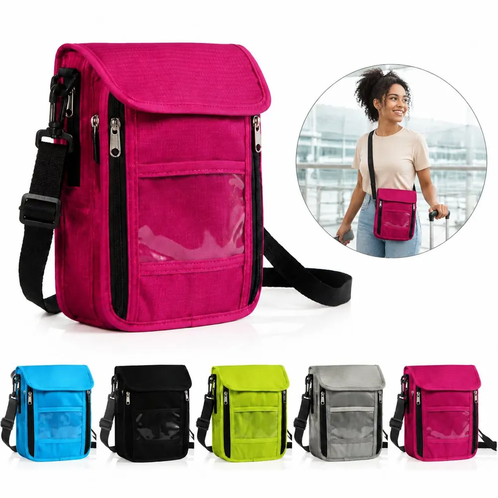 RFID-Blocking Waterproof Passport Neck Wallet with ID Window 2