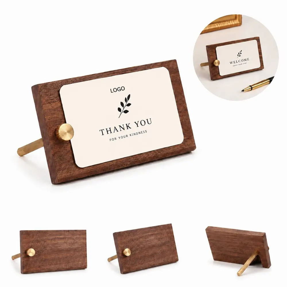 Solid Walnut Business Card Holder, Natural Wood Desk