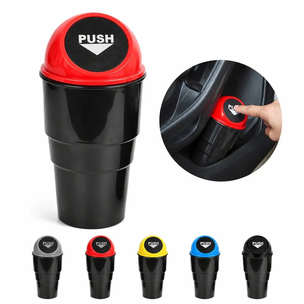 Mini Car Trash Can with Secure Lid for Vehicles 2