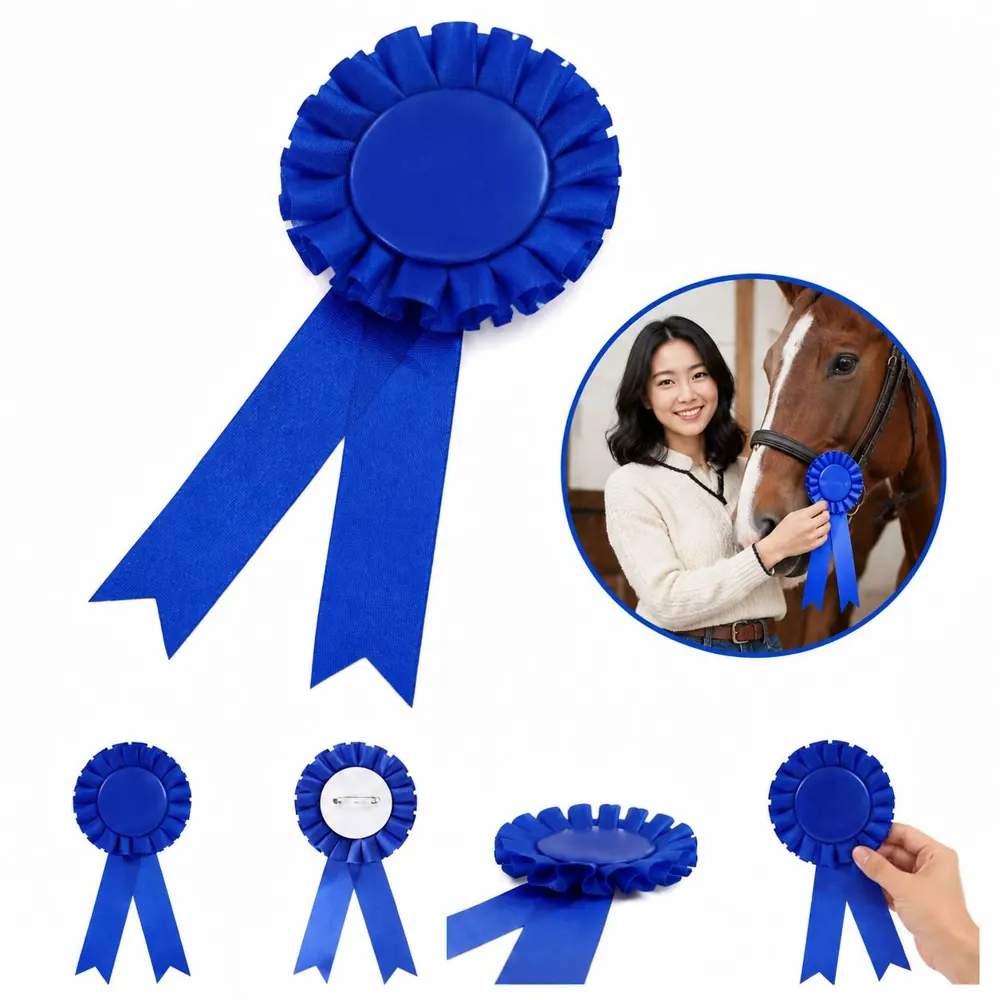 Custom Satin Rosette Award Ribbon Set with Pin Back 2