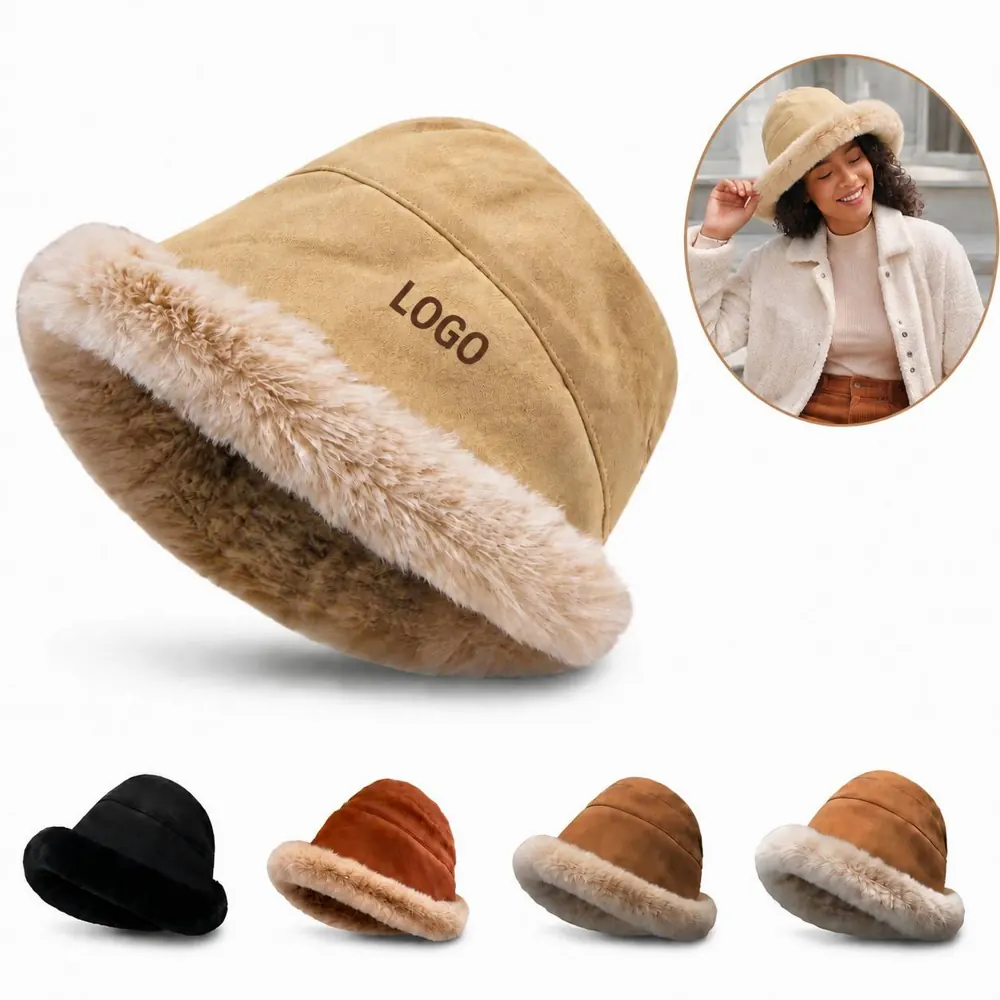 Women's Fleece Lined Furry Bucket Hat for Winter