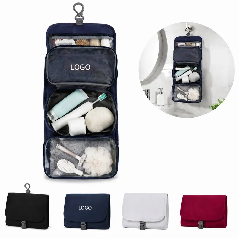 Hanging Toiletry Bag with Wet-Dry Separation, Transparent