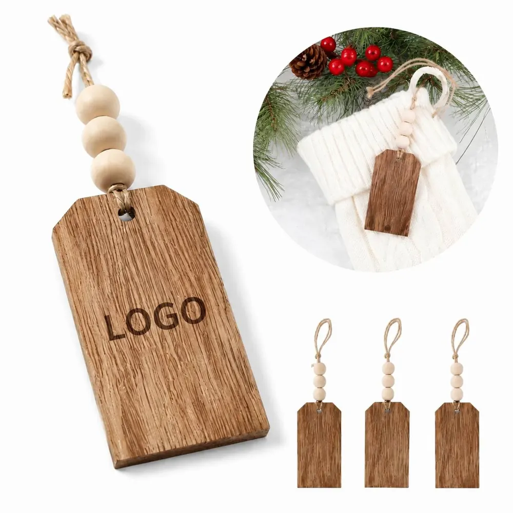 Natural Wood Hanging Blank Tags with Beads for DIY
