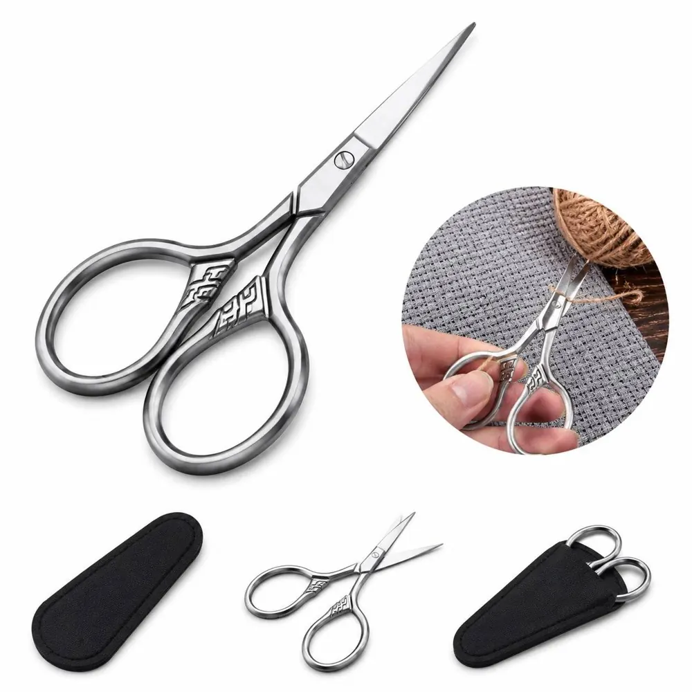 Precision Stainless Steel Scissors with Leather Pouch 2