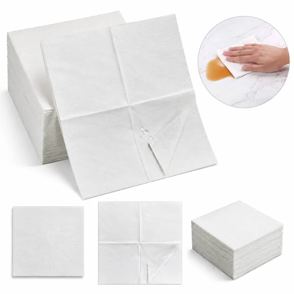 2-Ply White Beverage Napkins Square Disposable Paper, Soft 2