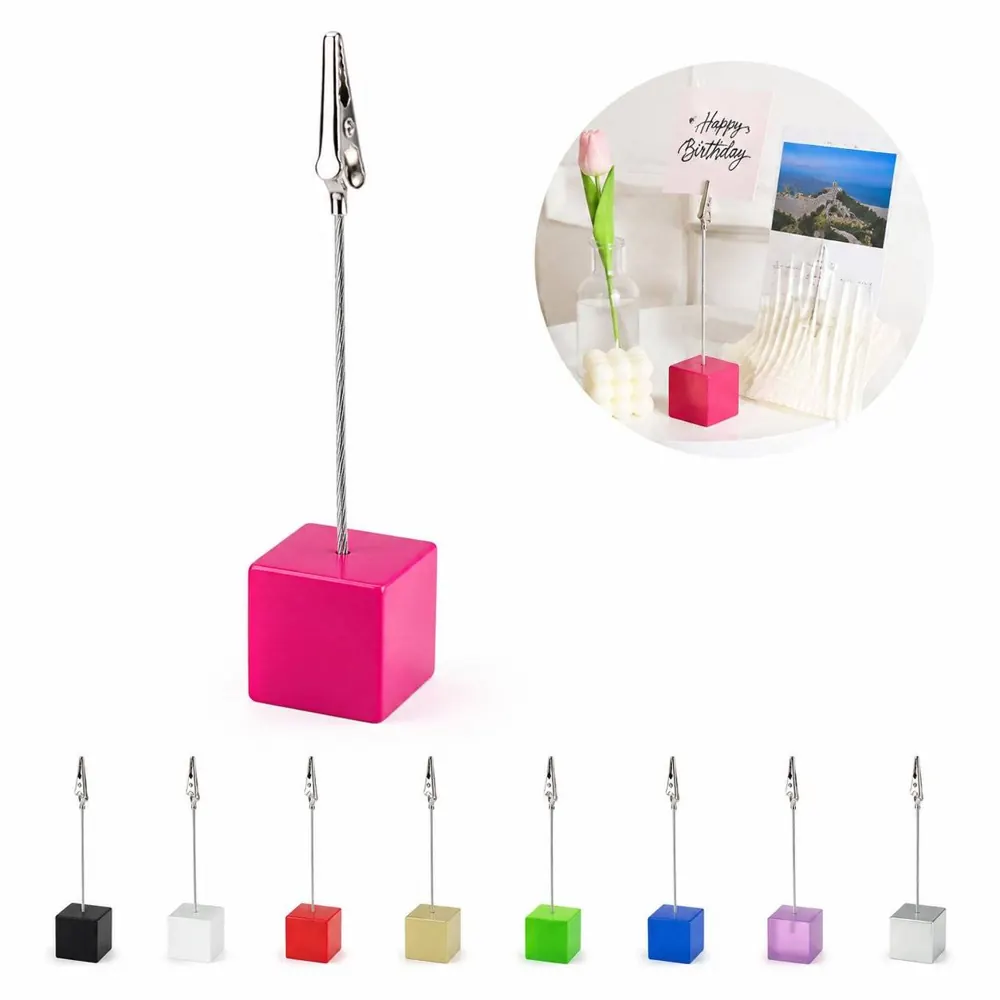 Resin Cube Base Memo Holder with Metal Clip for Desk 2