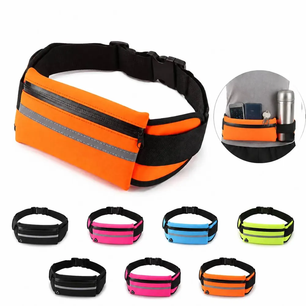 3-Pocket Running Belt Waist Pack with Reflective Accents 2