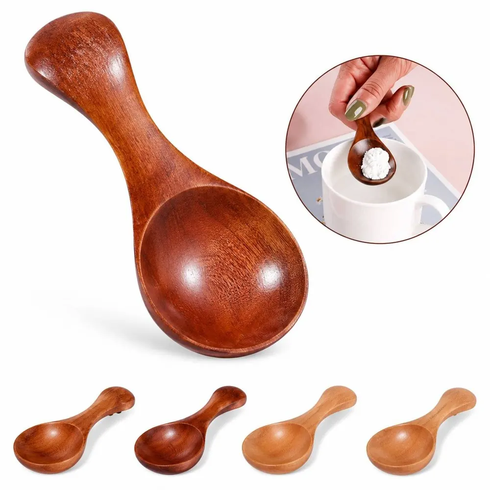 Natural Wood Mini Ice Cream Spoon with Wide Scoop 2