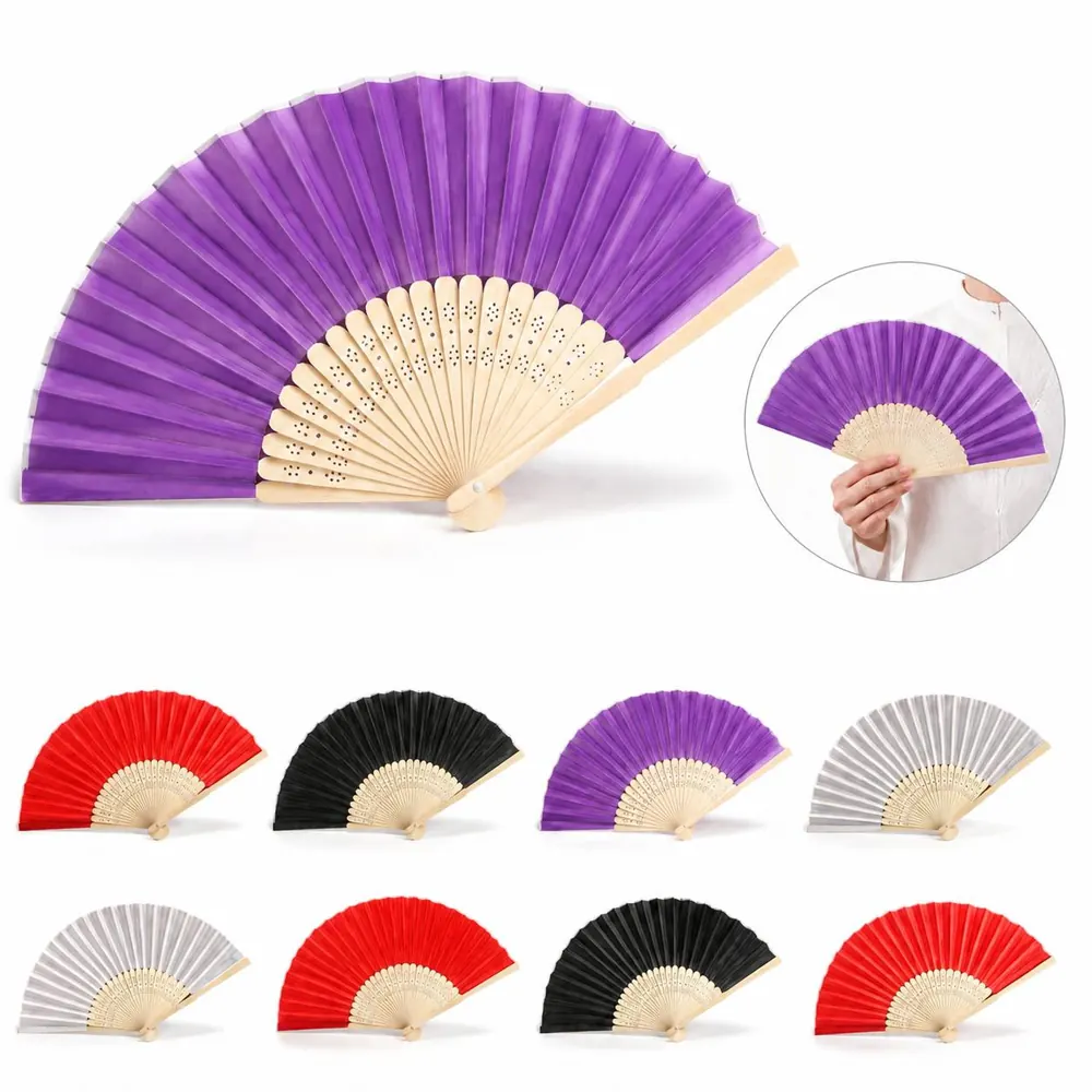 Handcrafted Silk Folding Fan with Bamboo Ribs 2
