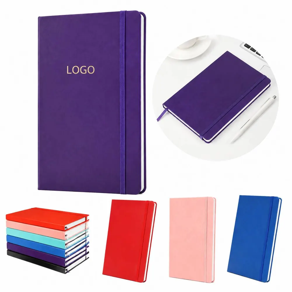 PU Leather A5 Notebook with Elastic Closure for Business