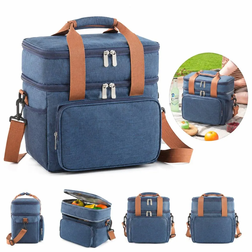 Insulated Cooler Bag with Two Compartments, Water-Resistant 2