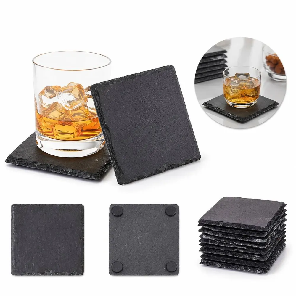 Natural Slate Coaster Set Heat Insulation Pad for Table 2