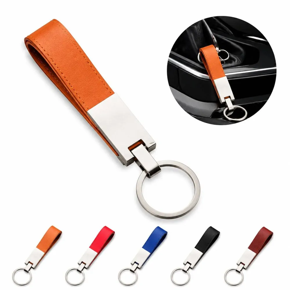 Zinc Alloy PU Loop Keychain Customizable Durable Metal Key 2