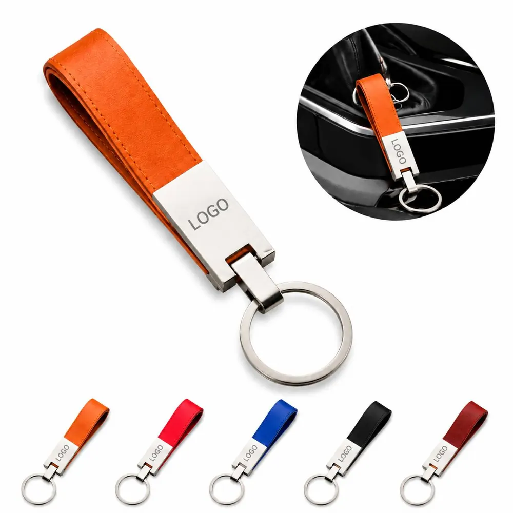 Zinc Alloy PU Loop Keychain Customizable Durable Metal Key