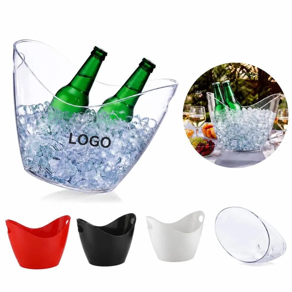 Clear 4L Acrylic Ice Bucket for 2 Bottles, Party Drink