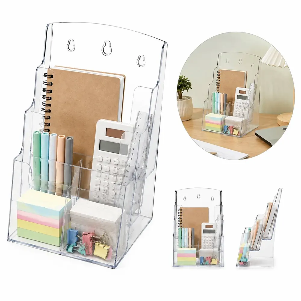 3-Tier Clear Acrylic Brochure Holder Display Stand 2