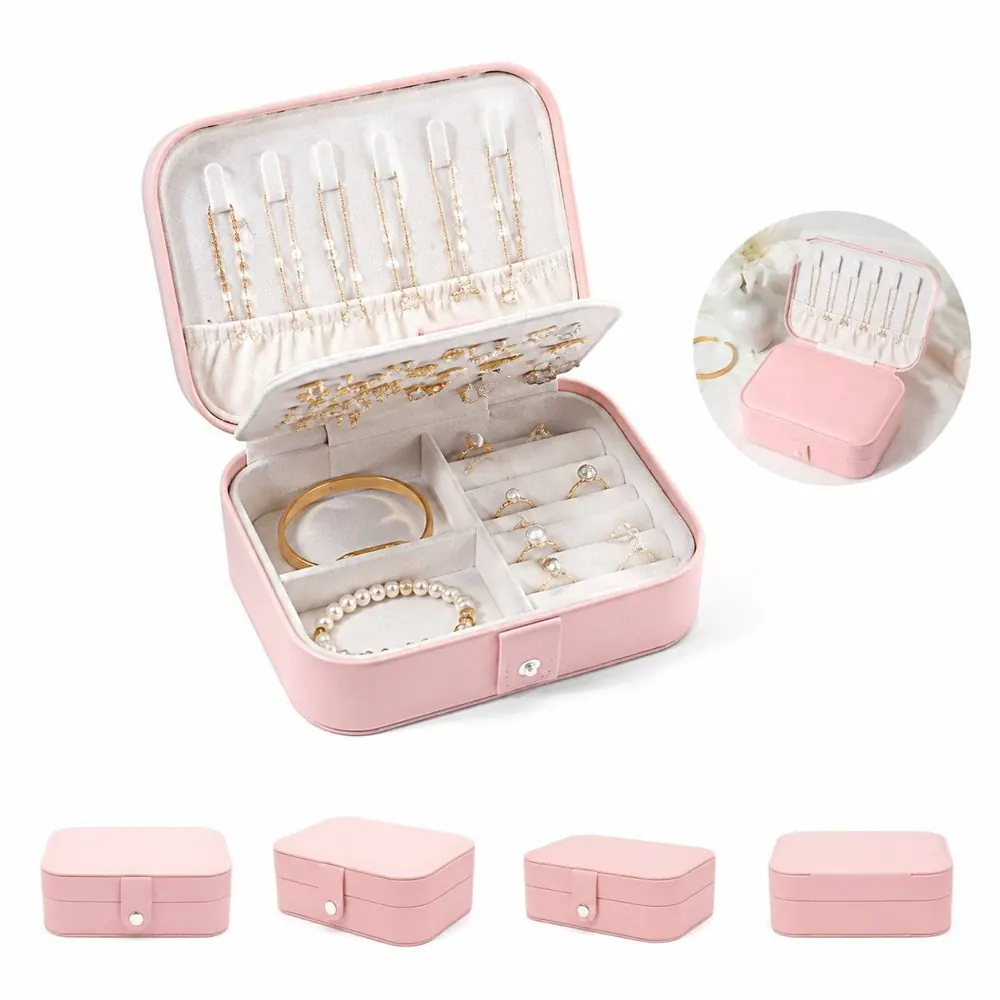 PU Leather Square Jewelry Box with Multiple Compartments 2