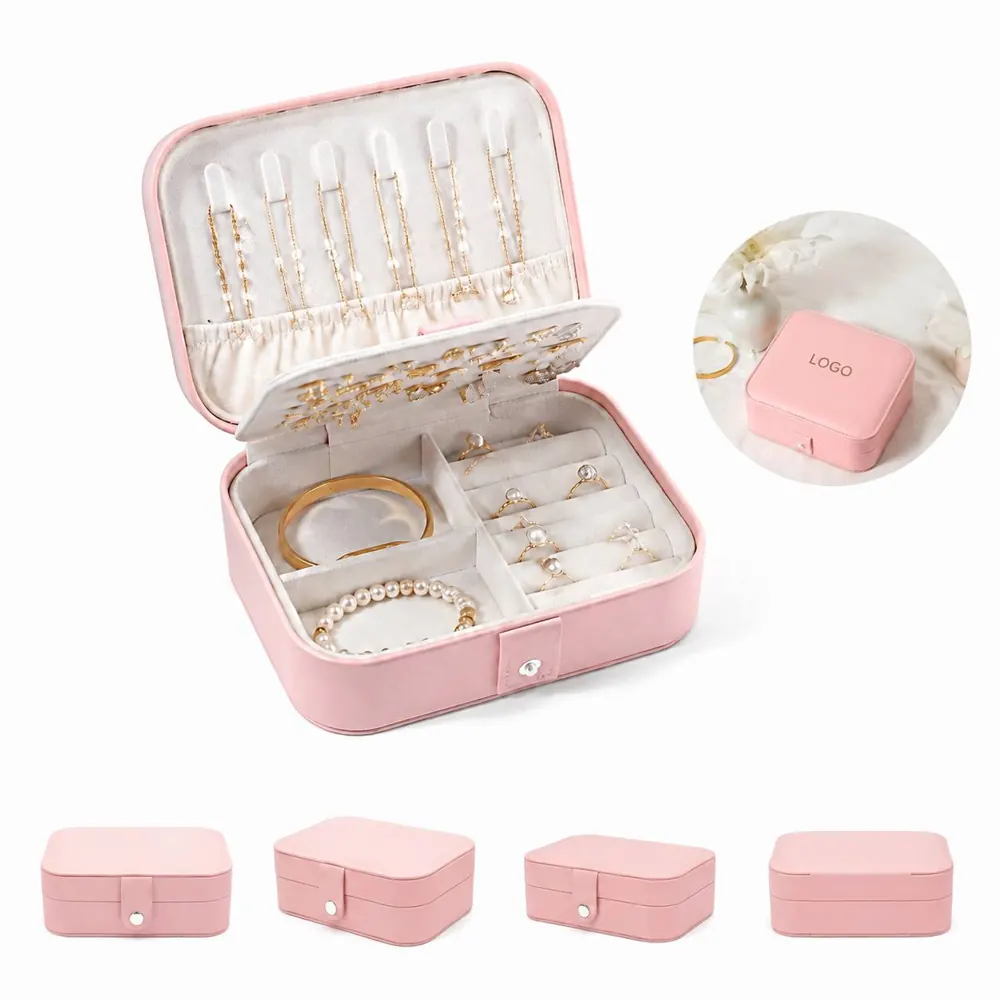 PU Leather Square Jewelry Box with Multiple Compartments