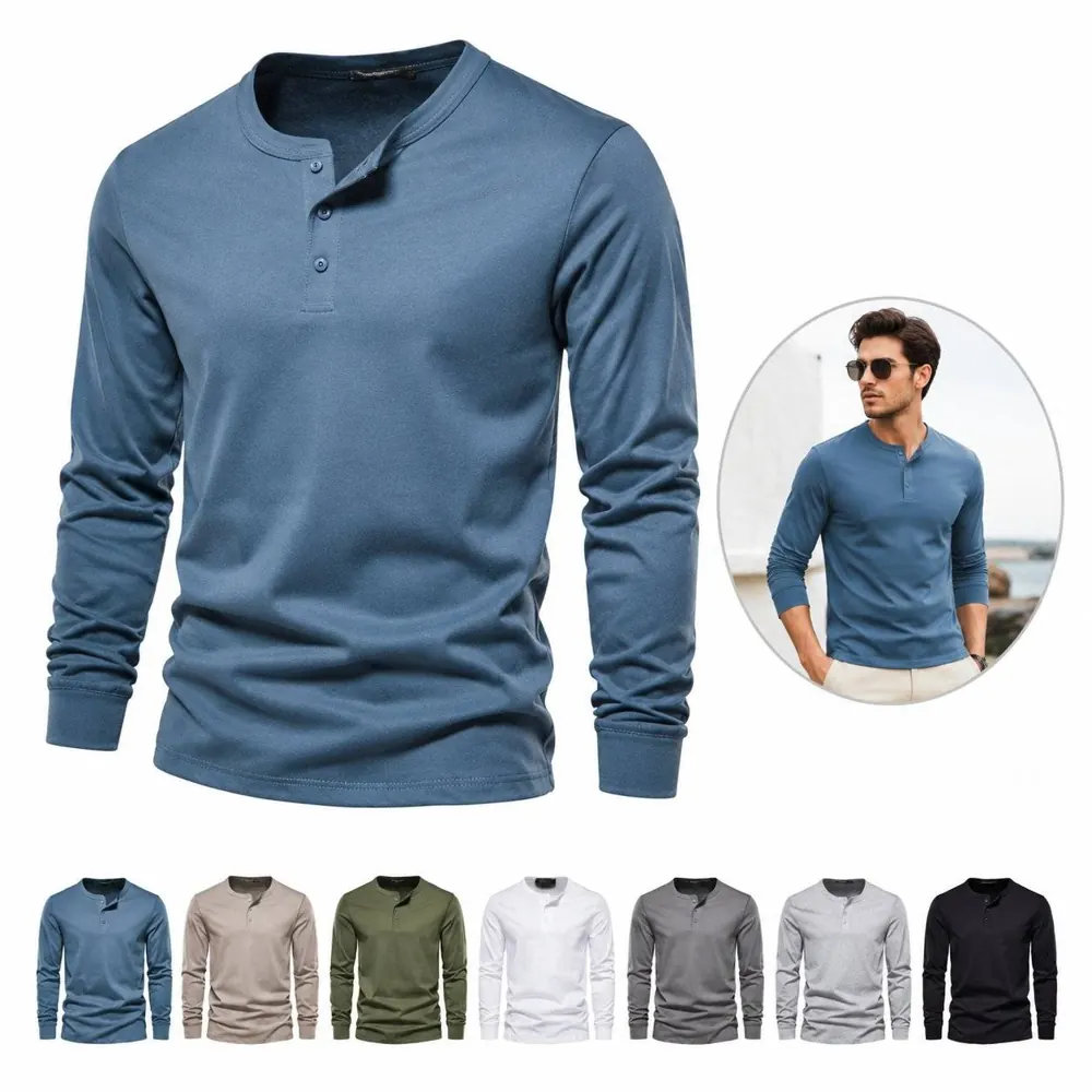 Men's Slim Fit Long Sleeve Crew Neck Tee Casual 2