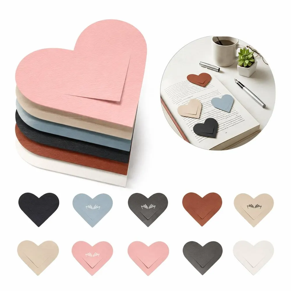 Heart-Shaped PU Leather Page Corner Bookmark for Reading 2