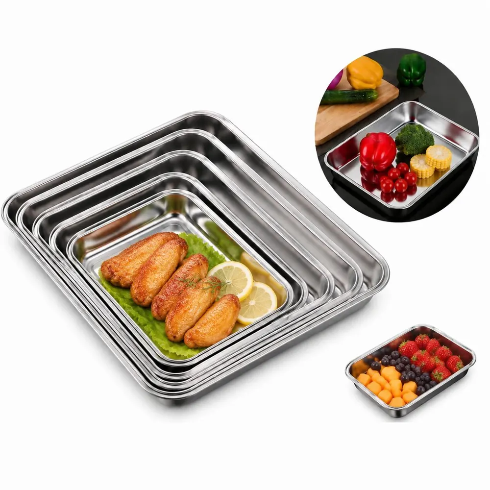 Stainless Steel Baking Tray Set, Non-Stick Raised Edge 2
