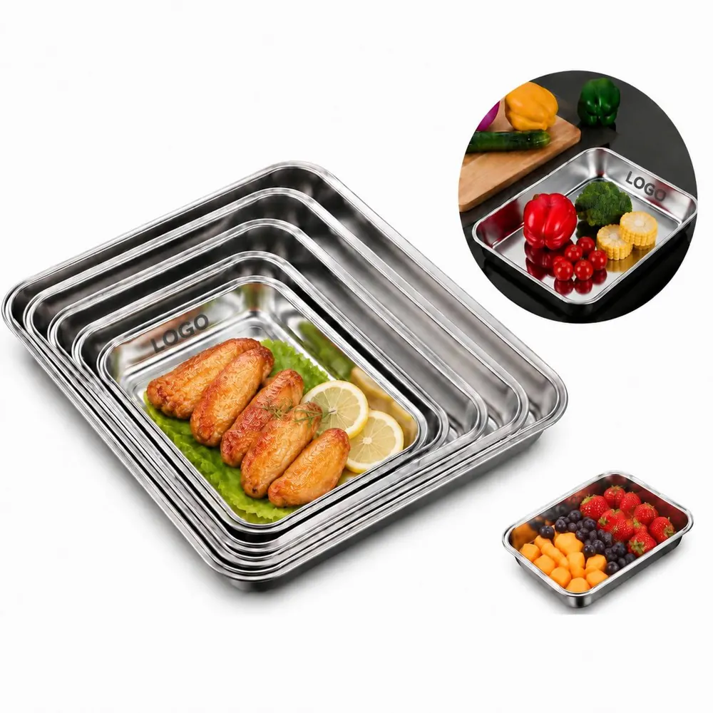 Stainless Steel Baking Tray Set, Non-Stick Raised Edge