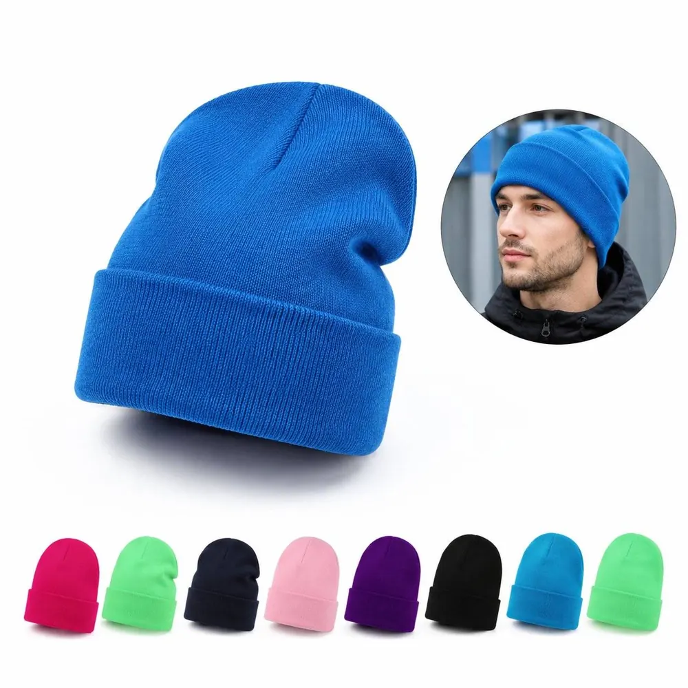Cozy Rolled Cuff Knit Hat for Cold Weather Warmth 2